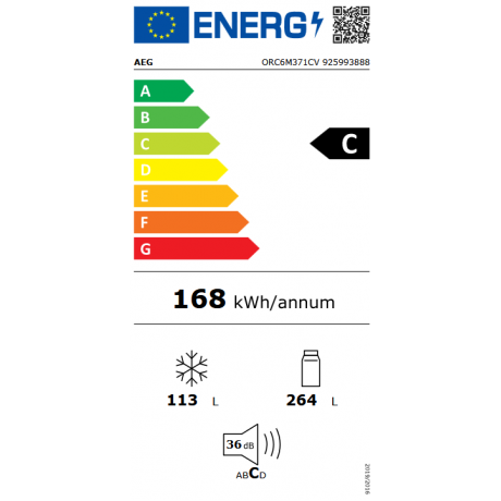 AEG ORC6M371CV Ψυγειοκαταψύκτης 377lt No Frost AEG ORC6M371CV Ψυγειοκαταψύκτης 377lt No Frost